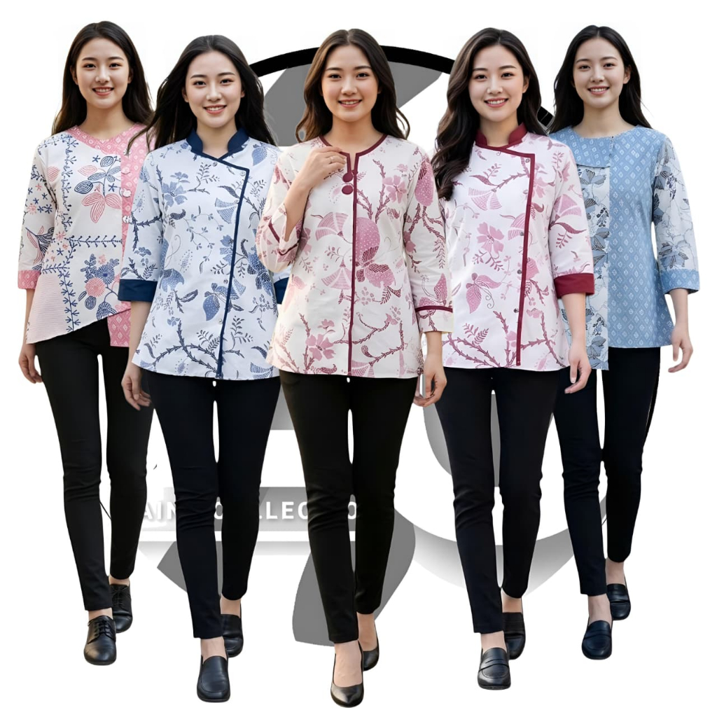 Baju Batik Wanita Modern Atasan Blouse Batik Kerja Kantor Wanita Model Terbaru