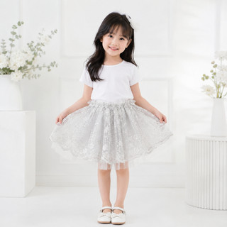 Delova Kids - Rok Tutu Korea Anak Motif Brukat Bunga Pesta Pentas Kondangan