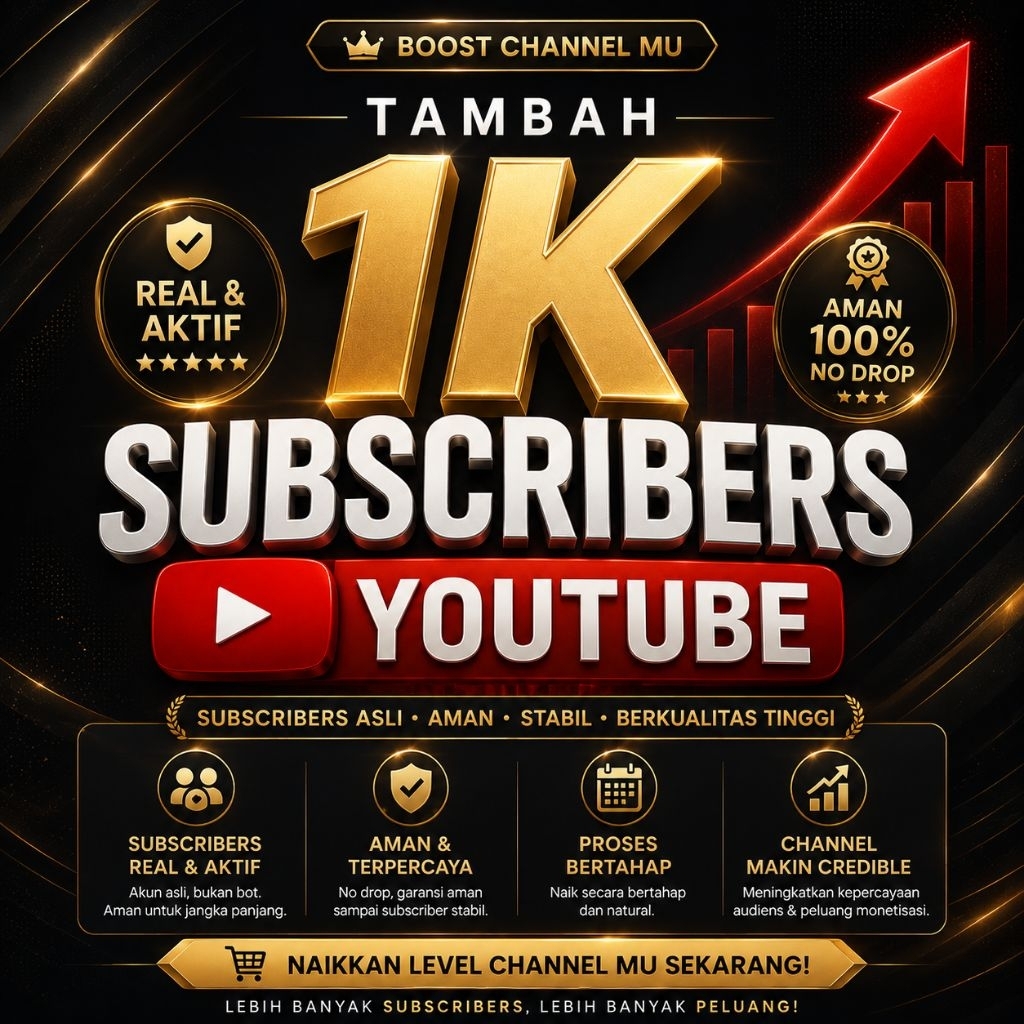 Tambah 1K Subscriber YouTube Real Aktif | Subscriber Channel YouTube Indonesia | Boost Channel Aman 