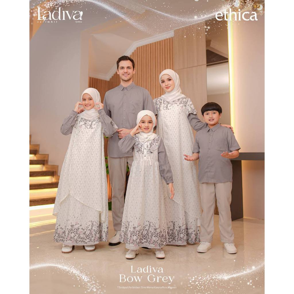Sarimbit Ethica Ladiva Bow Grey , Kahfi 382 , Ladiva 29 , Kahfi Kids 279 , Kagumi Kids 29