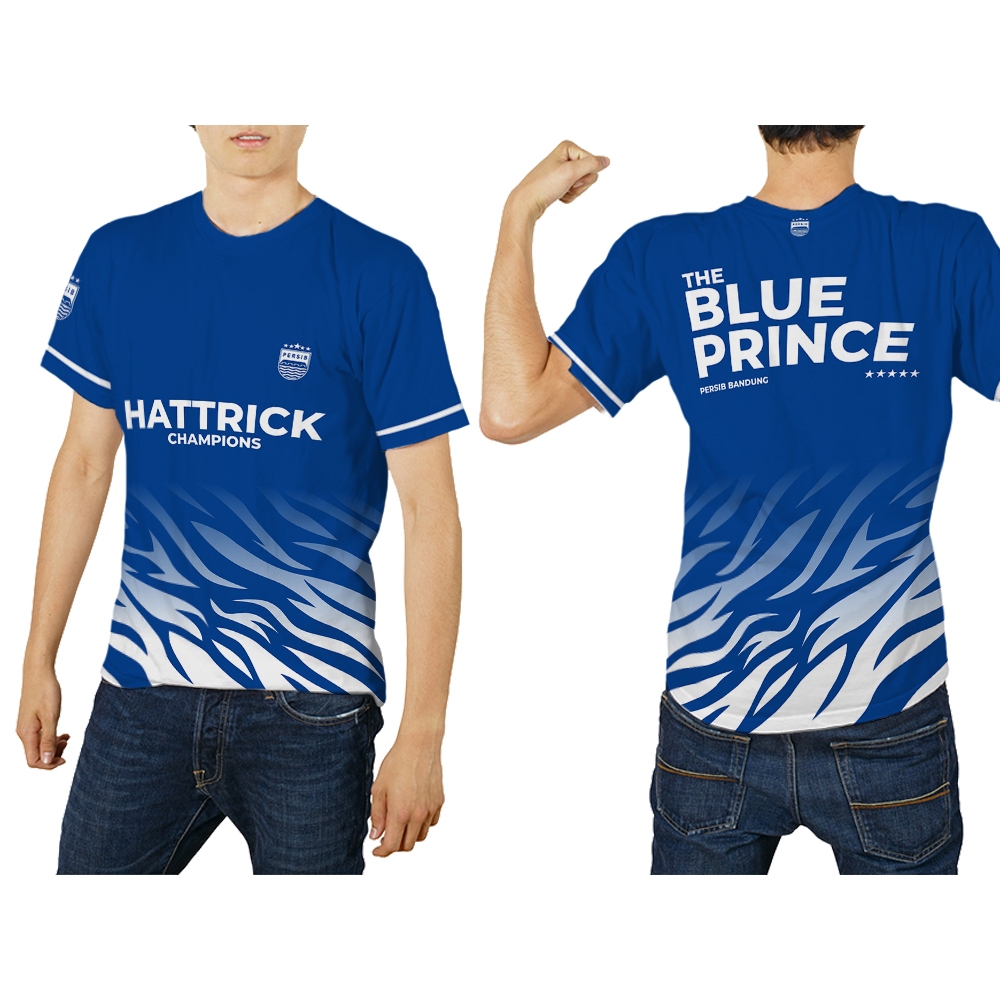 UBER SUBLIM - Baju Pria dan Wanita Kaos T-Shirt Jersey PERSIB BANDUNG THE BLUE PRINCE Biru Custom Fu