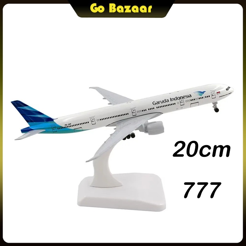Miniatur Diecast Pesawat Terbang Garuda Boeing 777 Panjang 20cm Skala 1:200 Dilengkapi Roda