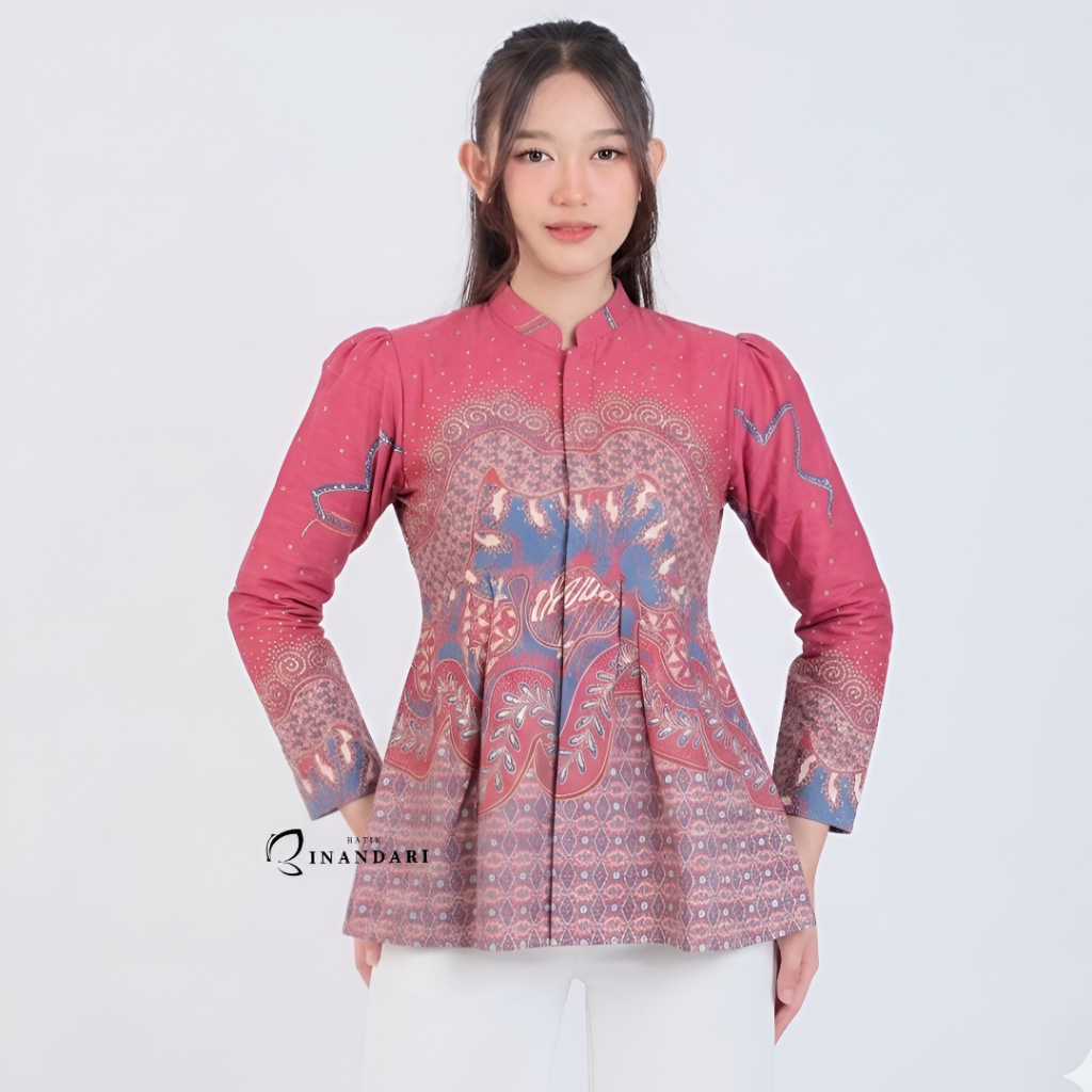 WIDARA Blouse Atasan Wanita Batik Kinandari - Original Elegan Nyaman Adem Katun 100% Cocok Kerja Cas