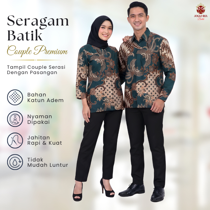 Batik Couple Pria Wanita Seragam Kantor Katun Adem Kemeja & Blus Elegan | Ria Batik Solo