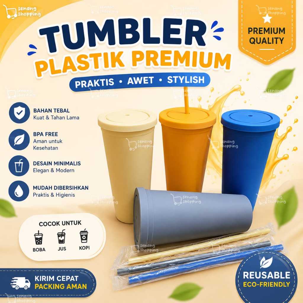 Tumbler Sedotan Botol Minum Plastik dengan Sedotan Estetik Kekinian 750ml 410