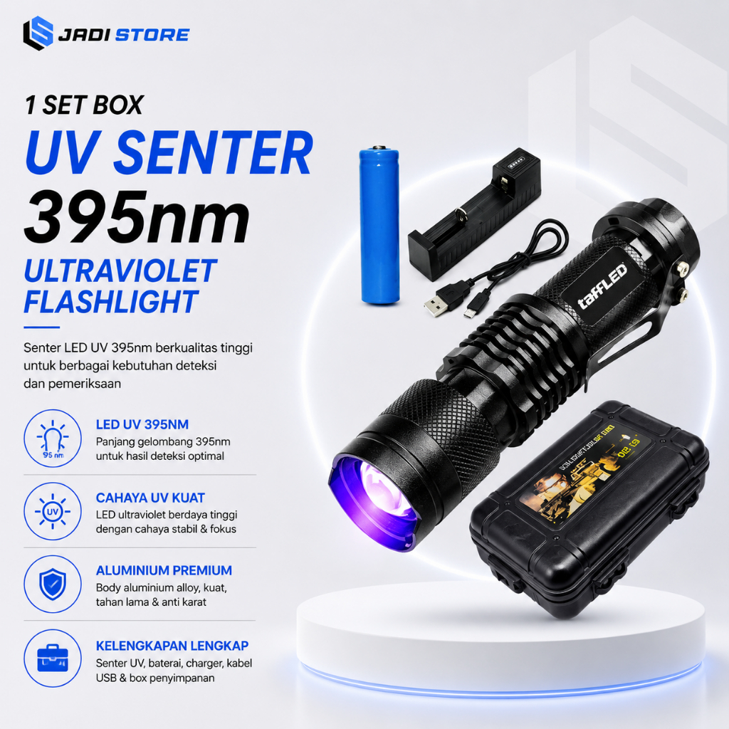 1 Set Box UV Senter UV Ultraviolet Senter LED 395nm Ultraviolet UV Flashlight Ultraviolet Flashlight