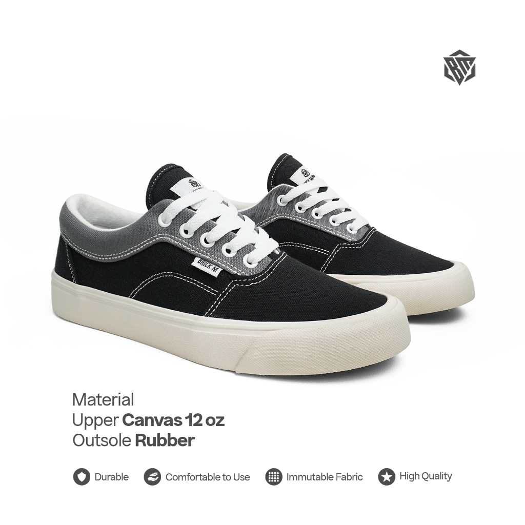 Brick Mansions - Skaters Black Grey Sepatu Sneakers Casual Pria Wanita