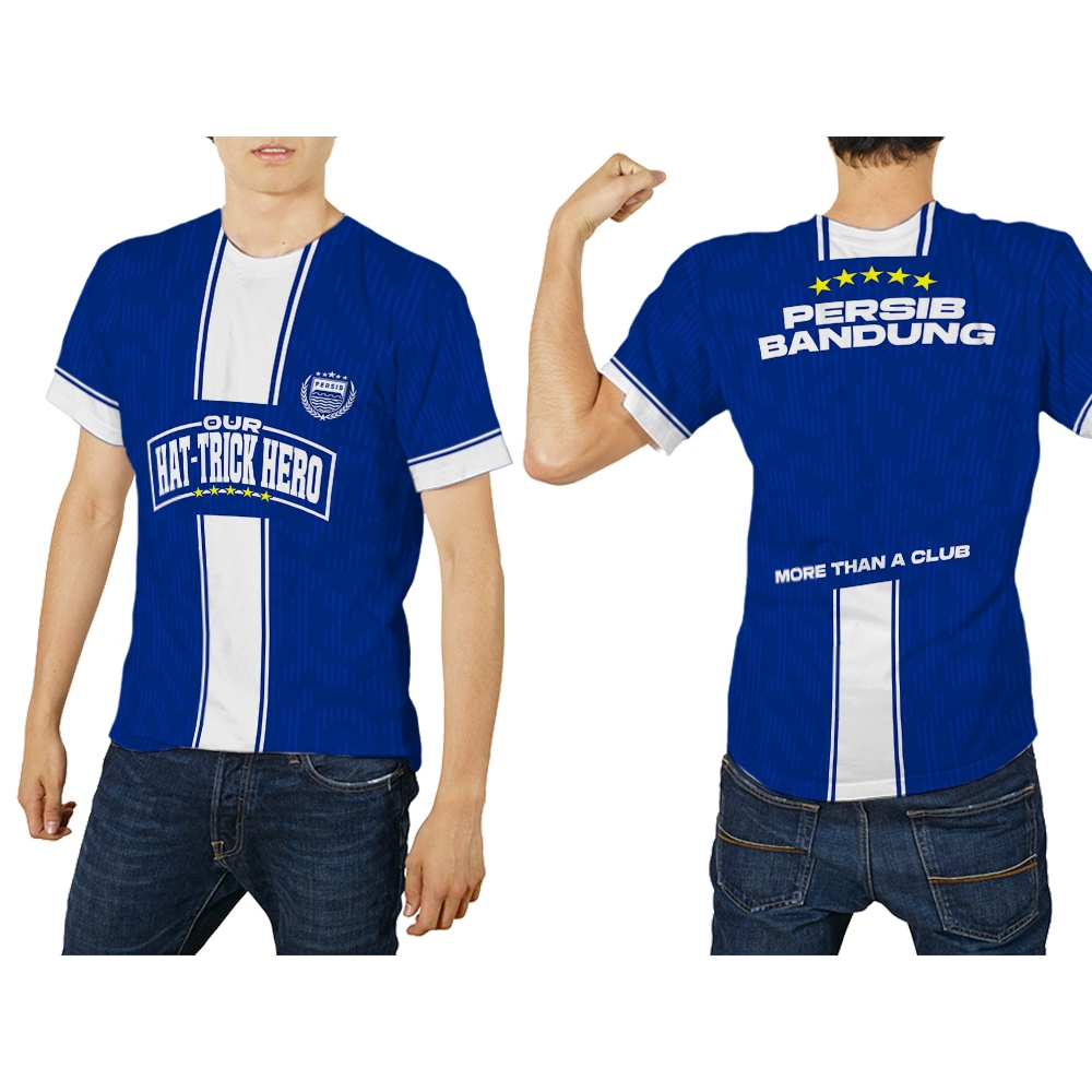 UBER SUBLIM - Baju Pria dan Wanita Kaos T-Shirt Jersey PERSIB BANDUNG HATTRICK HERO Biru Custom Full