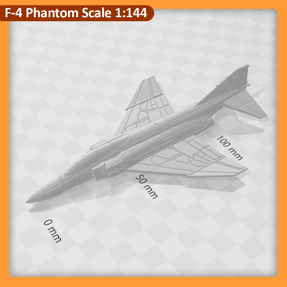 Miniatur Pesawat F-4 Phantom skala 144, F4 Phantom 3D Print