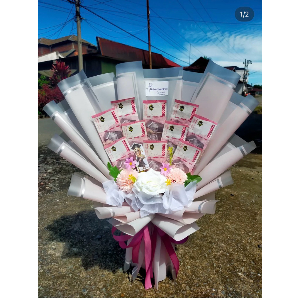 Buket pecahan 100k Uang Asli