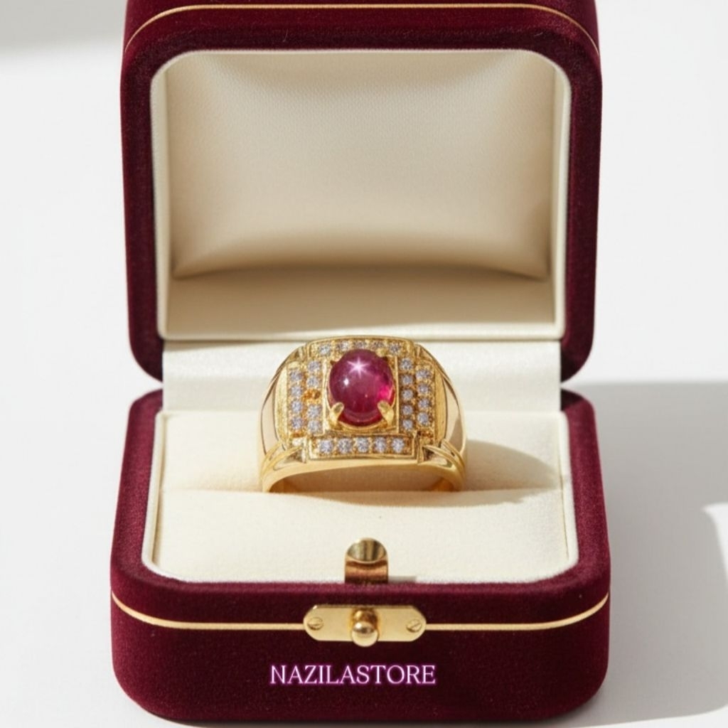 CINCIN NATURAL BATU RUBY DAGING STAR TOP QUALITY