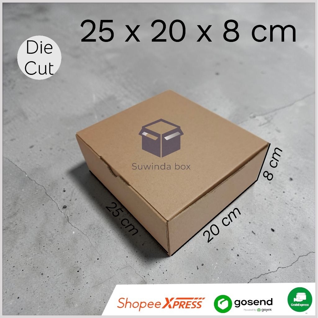 kardus ukuran 25x20x8 cm karton box die cut polos
