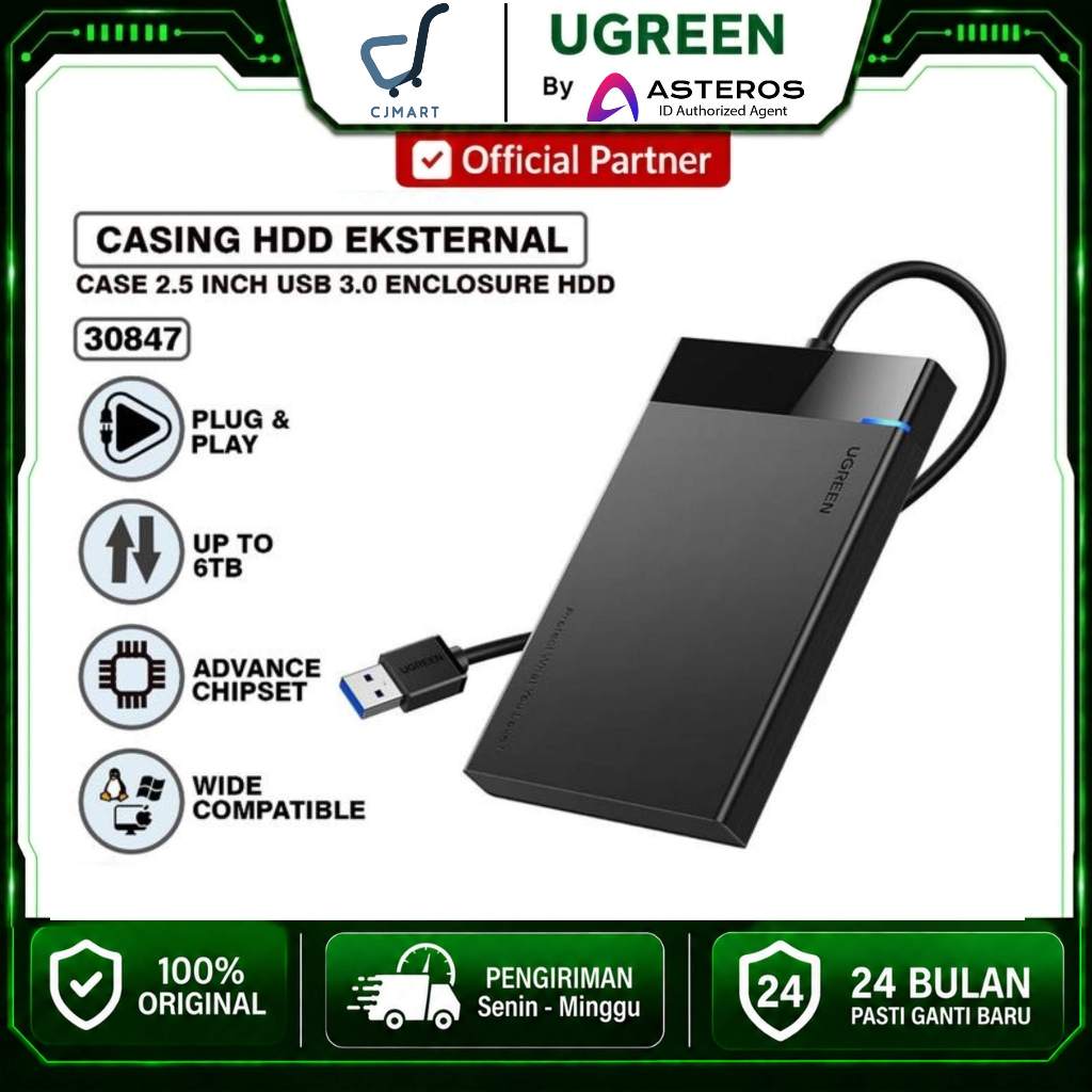 UGREEN 30847 Hard Disk Drive Casing Enclosure External 2,5" SATA USB 3.0 2.5 Inch Case Harddisk