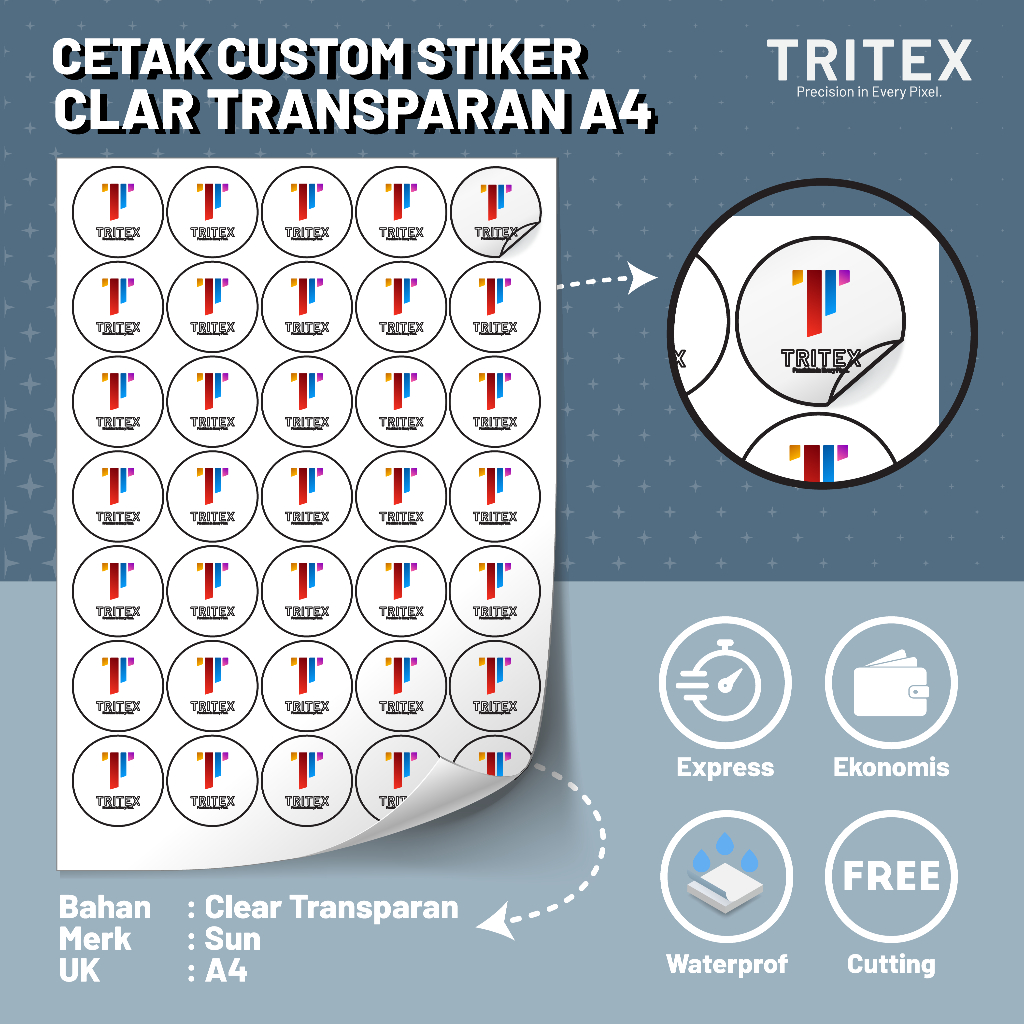 CETAK CUSTOM STIKER CLEAR TRANSPARAN A4 I STIKER ANTI AIR | FREE CUTTING