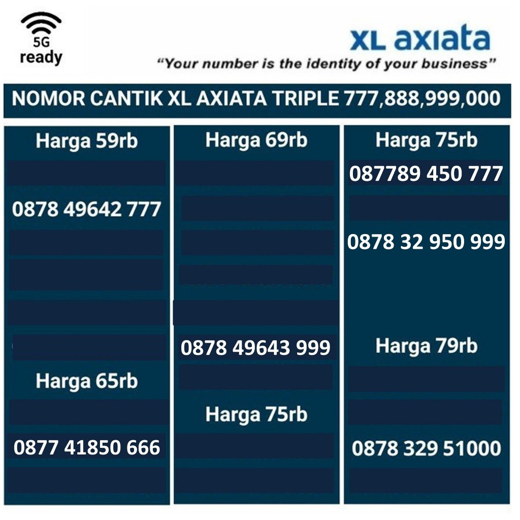 kartu perdana XL axiata 4G ready nomer cantik triple 888 & 999 obral