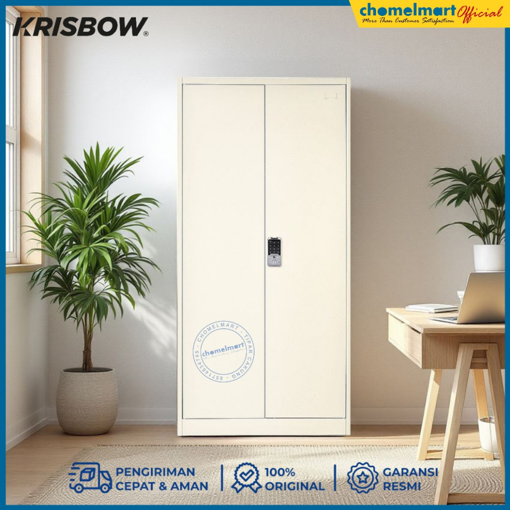 Krisbow Winnie Lemari Arsip Kantor Metal 2 Pintu Kunci Digital - Krem Beige