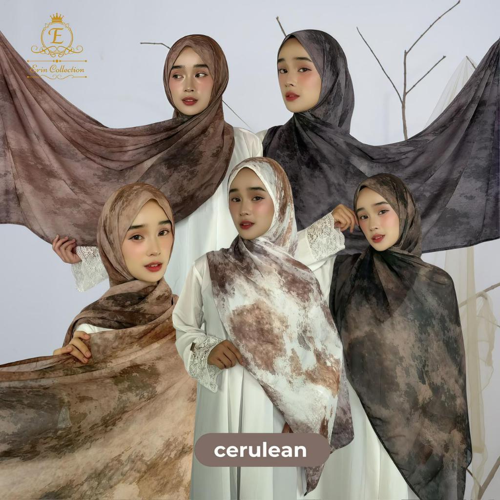 PASMINA CERUTY MOTIF PRINTED HIJAB PRINTING JILBAB CERULEAN ERIN COLLECTION