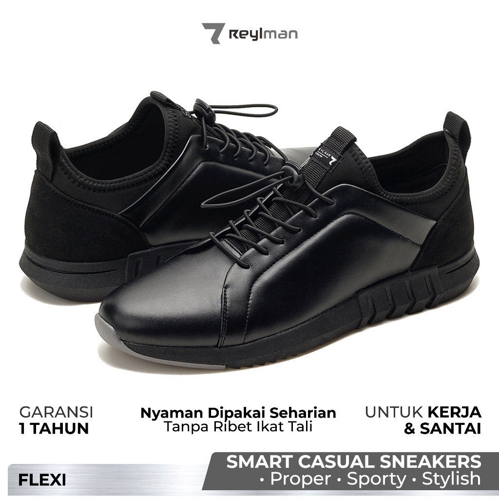 Sepatu Sneaker Pria Casual REYLMAN Flexi Black
