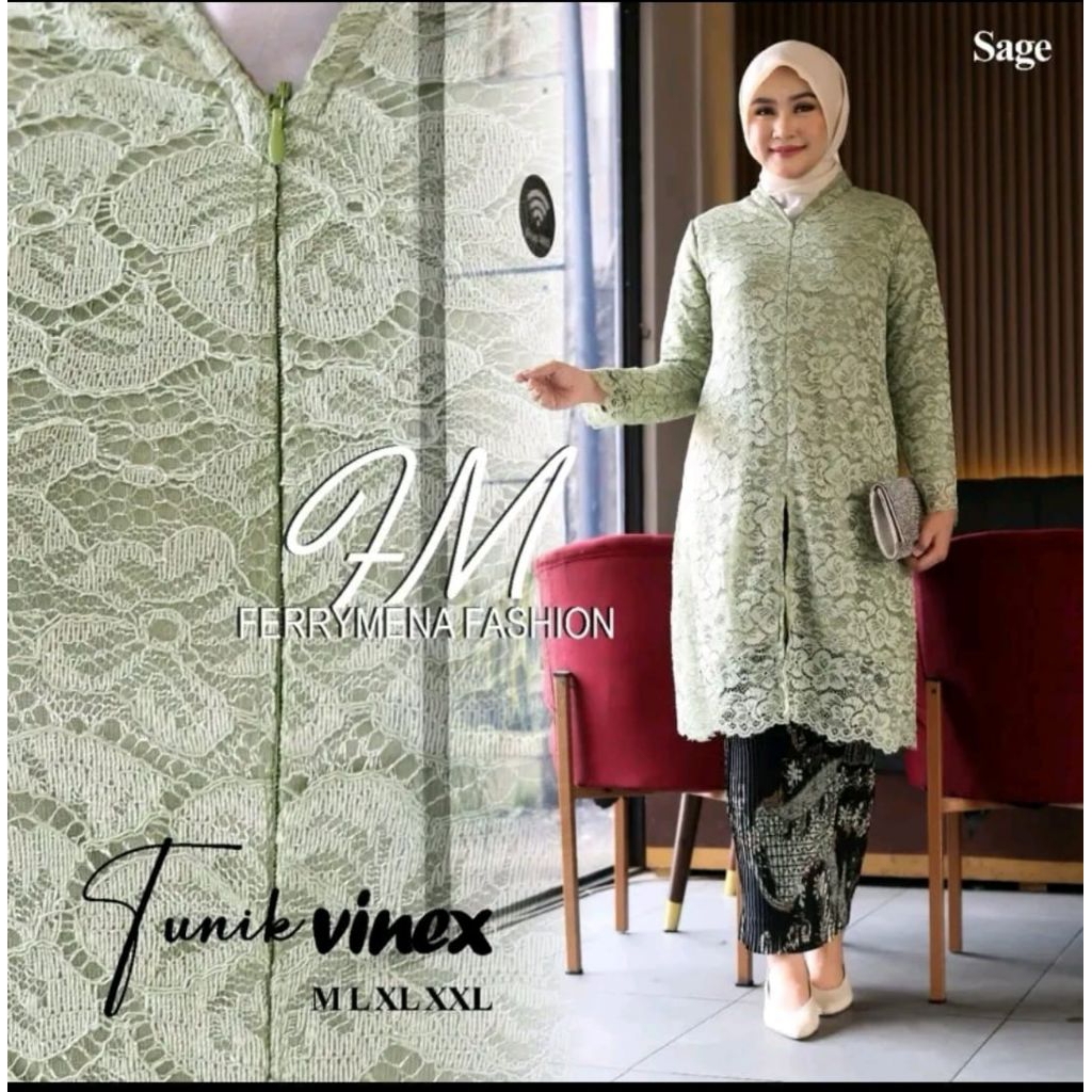 Kebaya Tunik Busui Free Hijab / kebaya ibu hajat / kebaya pagar ayu