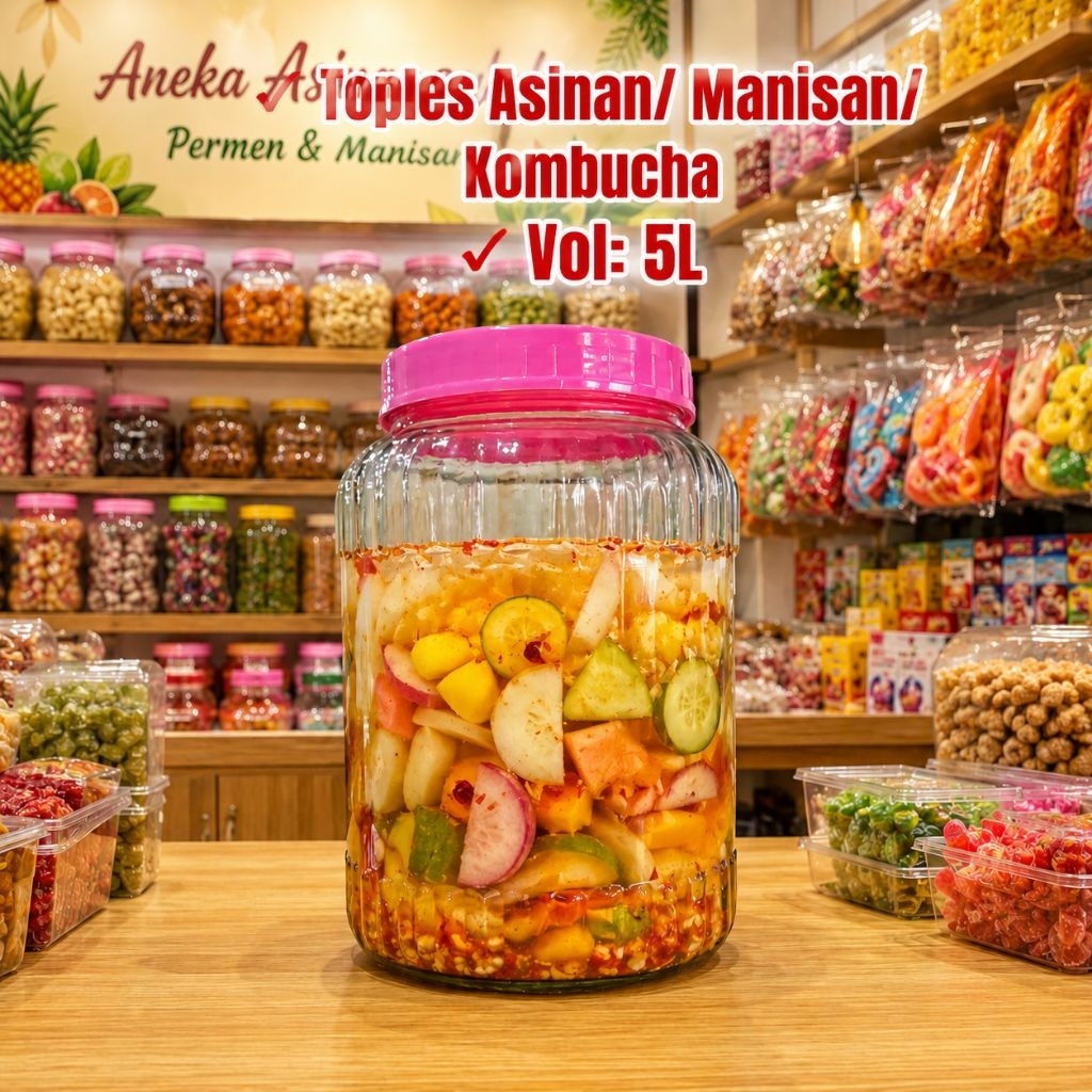 Toples ASINAN CENDOL MANISAN 5L (TUTUP Warna)/ Toples Cendol Asinan Manisan XXL-SL