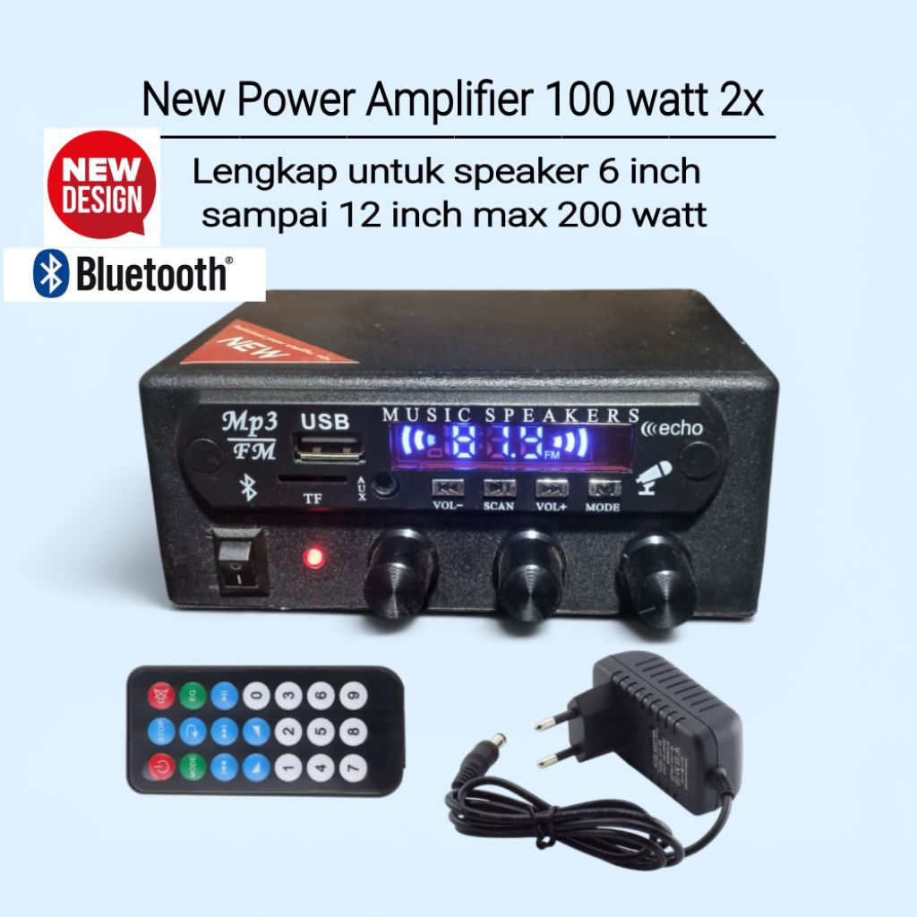 power amplifier bluetooth 100 watt stereo