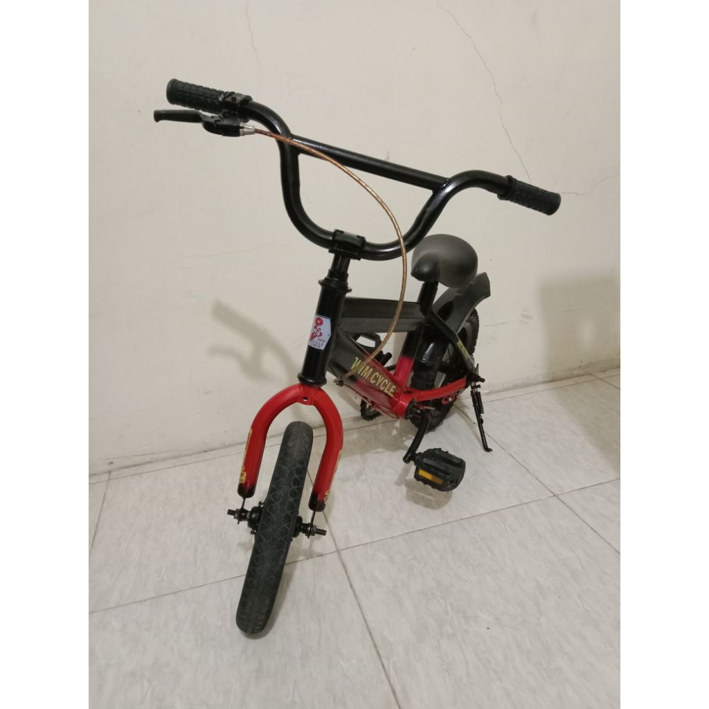 SEPEDA BEKAS UK 12" WIMCYCLE COWOK TERMURAH / SEPEDA ANAK SECOND UKURAN 12 INCH REPAINT (CAT ULANG) 