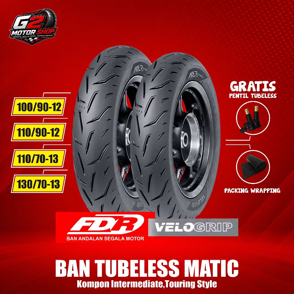 BAN FDR TUBELESS ULTIMATE TIRE FDR VELOGRIP RING 12 / BAN LUAR FDR TUBELESS VELOGRIP (100/90-12 / 11