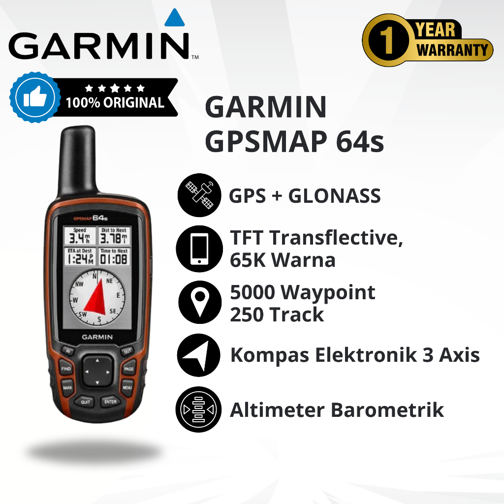 GPS Garmin 64s Baru Original / Garmin GPSMap 64s New Garansi 1 Tahun