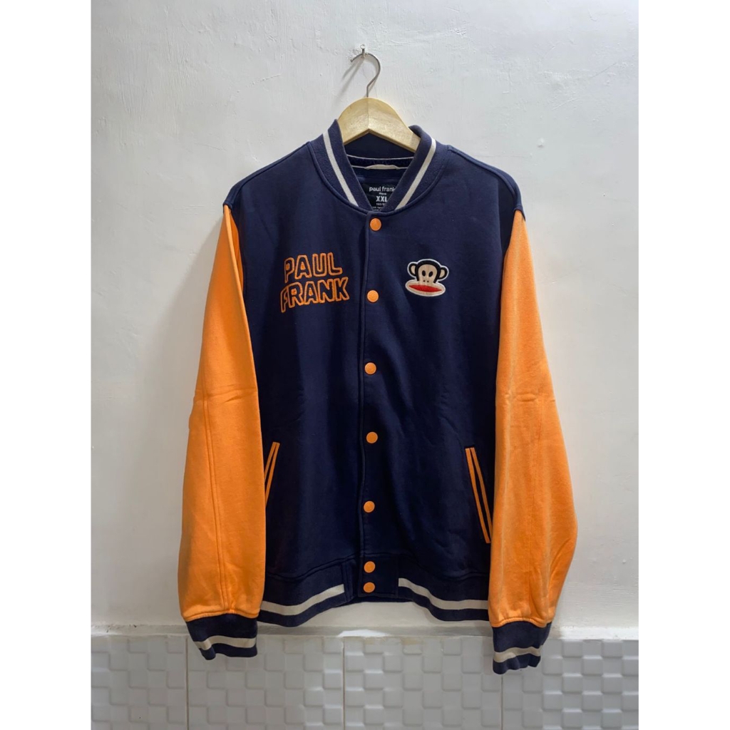 JAKET VARSITY PAUL FRANK NAVY ORANGE - Size XXL Big Size