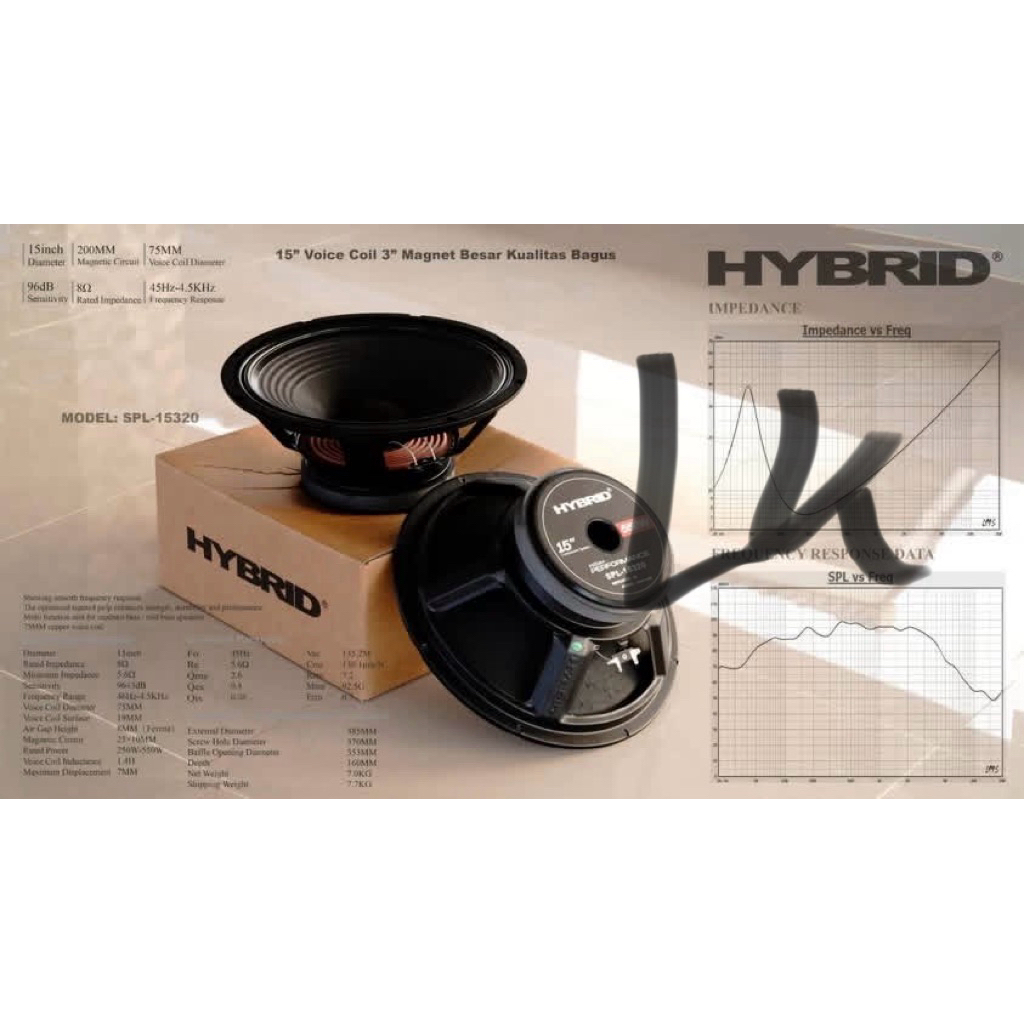 Speaker Komponen Hybrid 15 inch voice Coil 3 inch