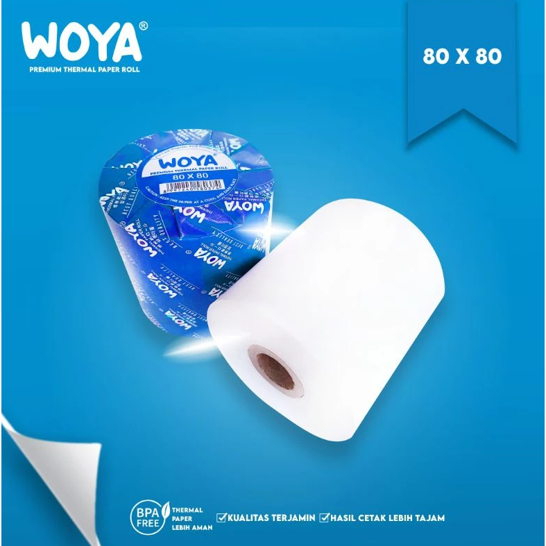 WOYA - Kertas Kasir Struk Paper Roll 80x80mm Thermal POS Printer Parkir Antrian - Satuan
