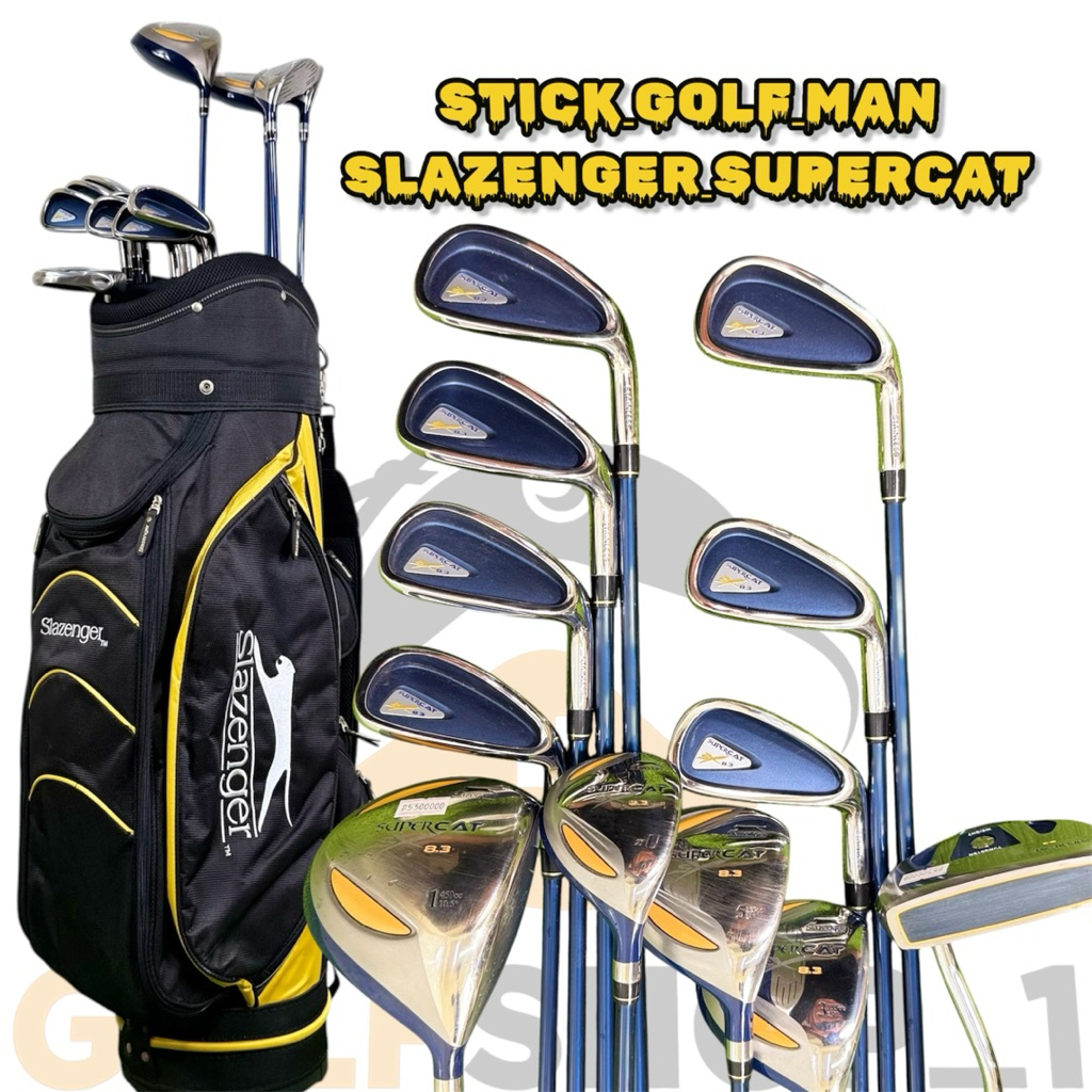 Stick Golf Man Slazenger Supercat Shaft Graphite Flek Reguler Fullset Bag Golf Second Original