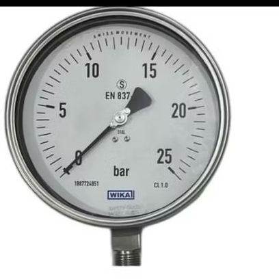 Wika pressure gauge 6 inch Bottom SS 0 - 25 Bar drat 1/2NPT
