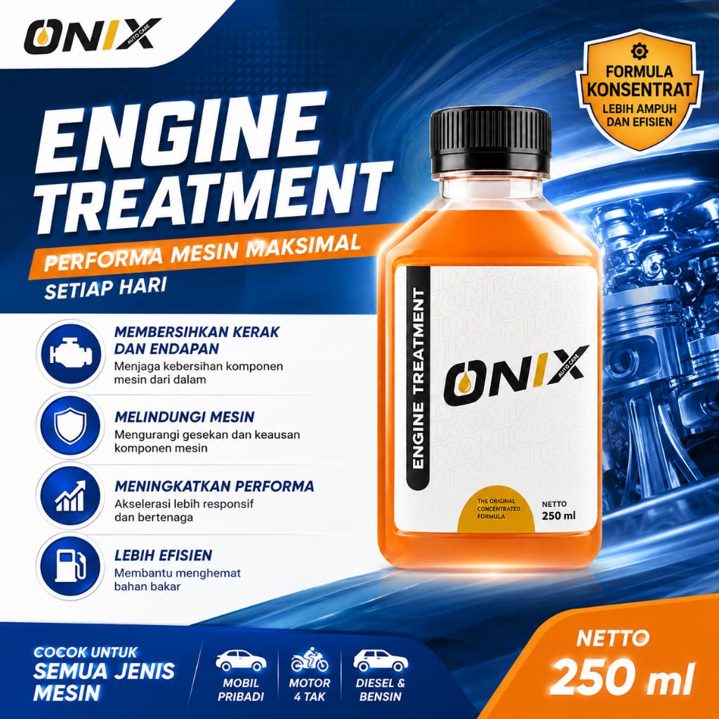 ONIX Engine Treatment 250ml Anti Asap Knalpot - Additive Oli Mesin Mobil Motor Original