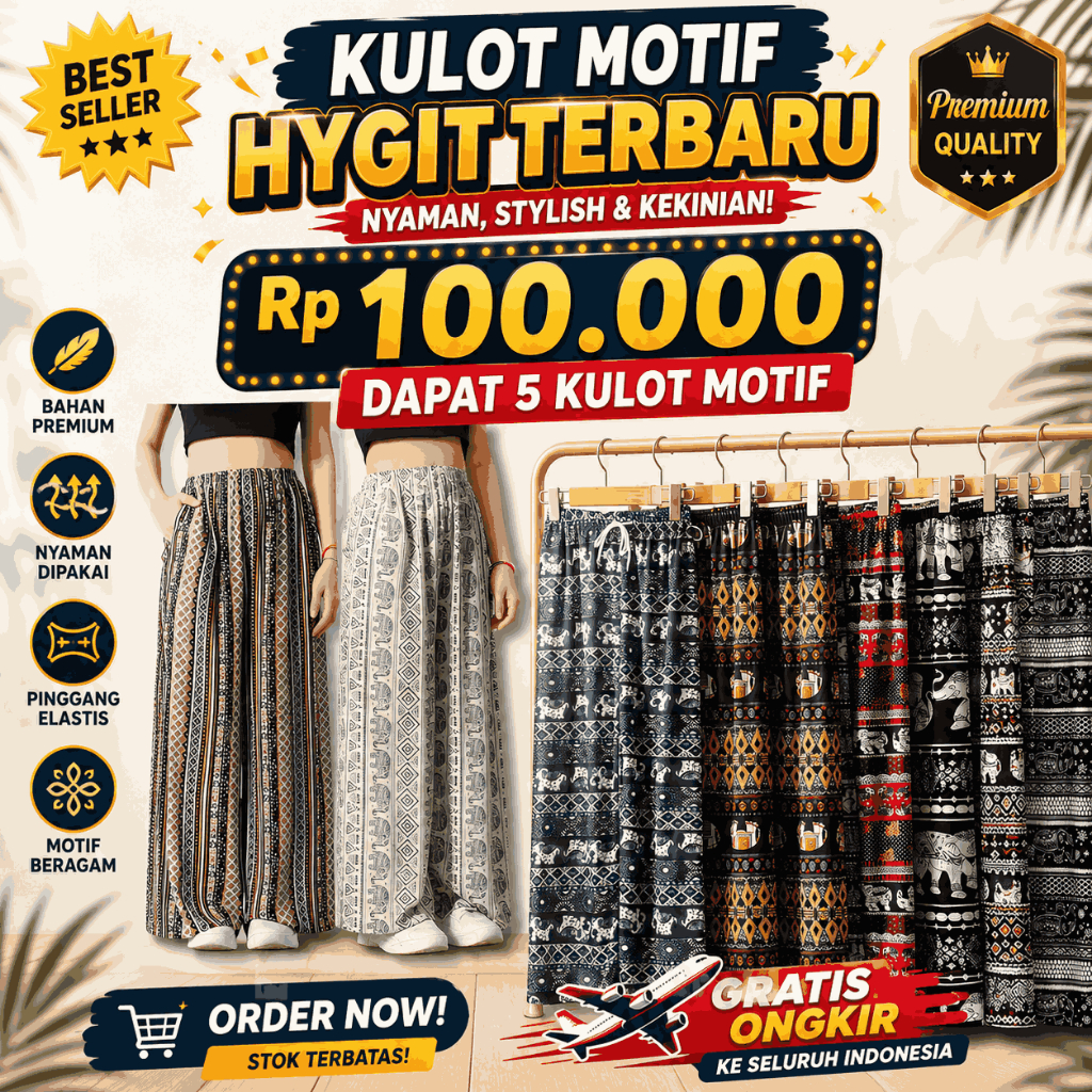 Celana Kulot Motif Wanita Kekinian | Promo Murah 100 Ribu Dapat 5 Kulot