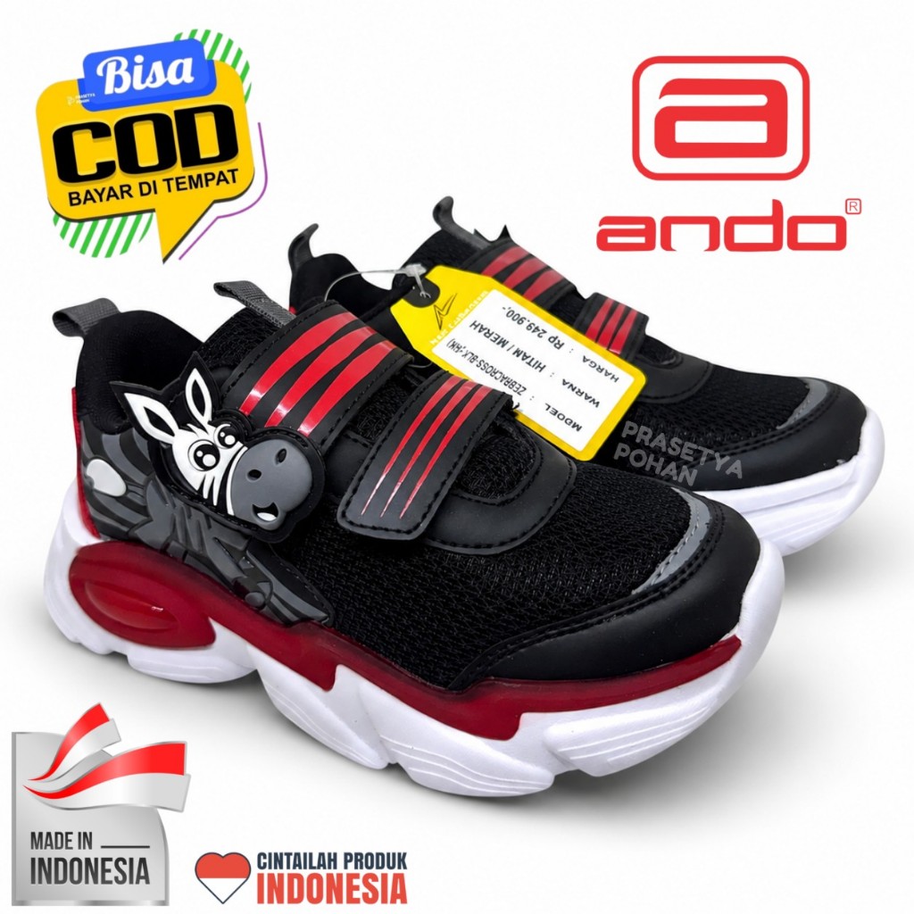 Sepatu Sekolah TK PAUD SD SMP SMA Anti Slip Original ANDO - Sepatu Anak Laki dan Perempuan TK SD SMP