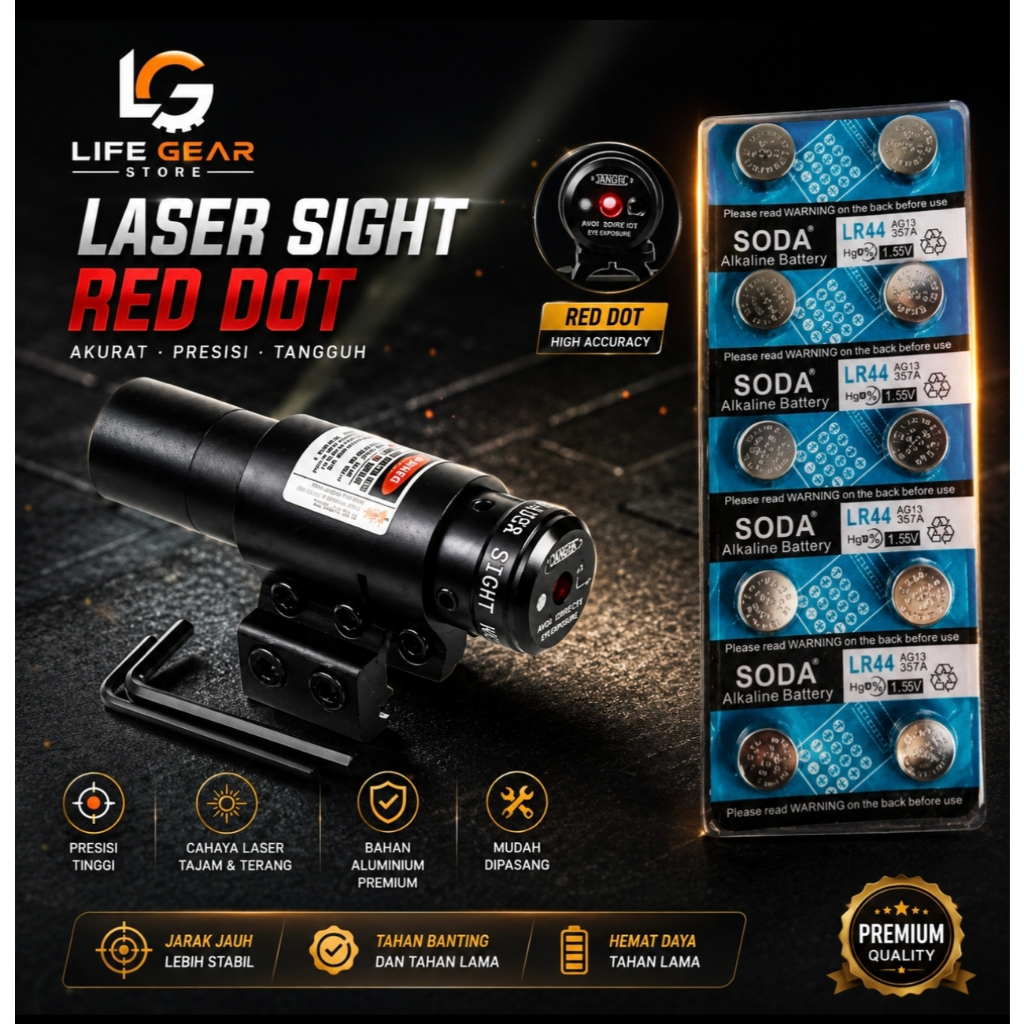LASER SCOPE RED DOT CAHAYA MERAH BOX BIRU YX802 COD