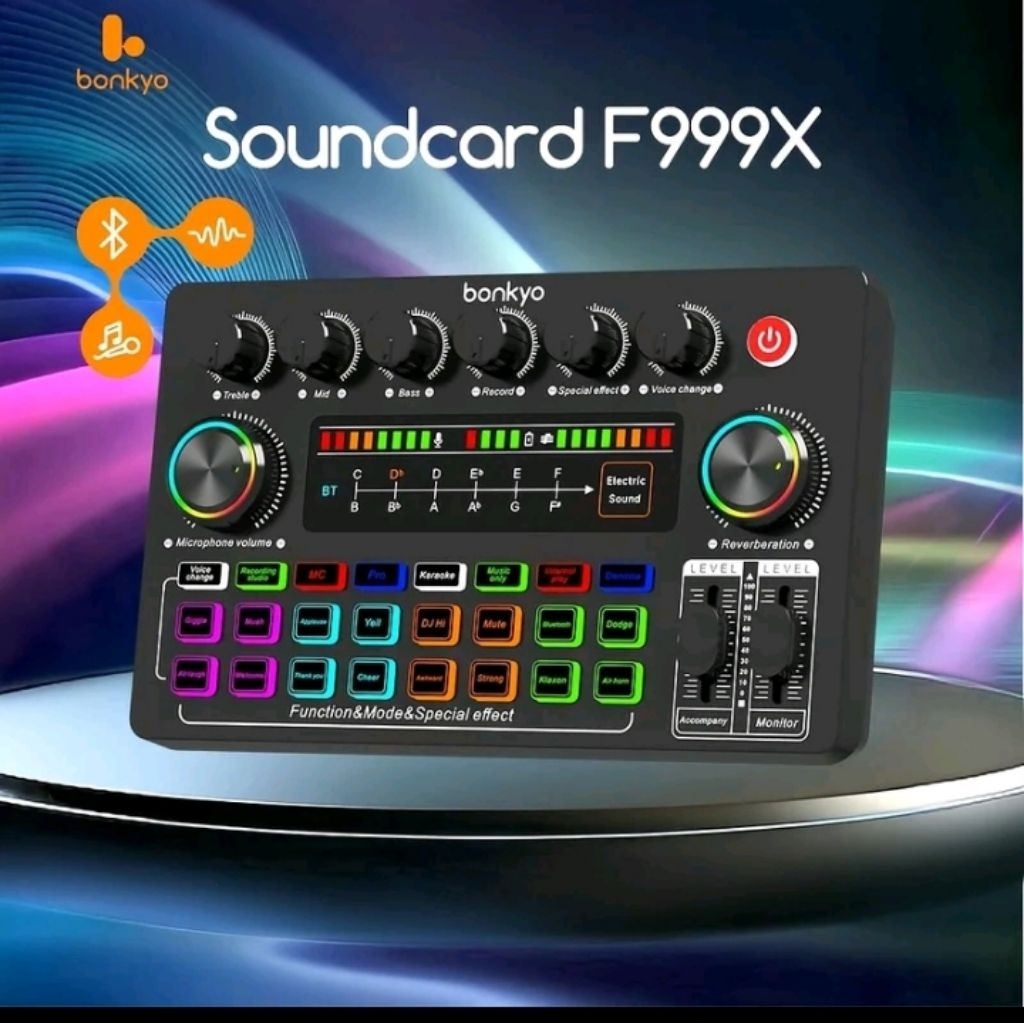 Bonkyo F999MAX Soundcard Bluetooth Live Streaming Audio Mixer & Live Streaming