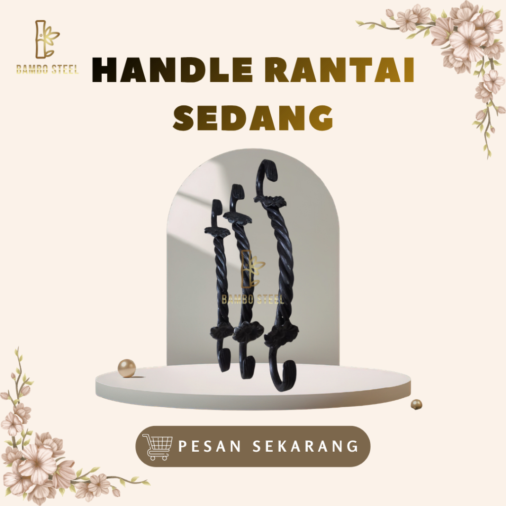 1 Handle Hendel Ulir Spiral Pegangan Pintu Pagar Besi Ornamen Panjang 28cm