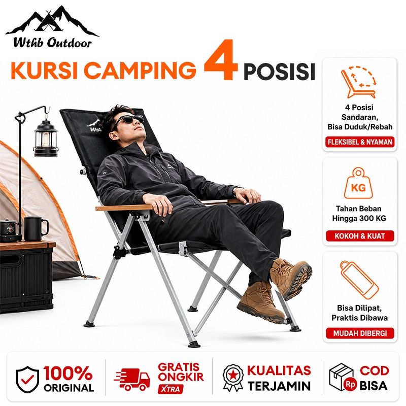 WTHB Outdoor Goyang Outdoor Lipat Aluminium Kursi Pantai Kursi Piknik Kursi Punggung Tinggi Kursi Se