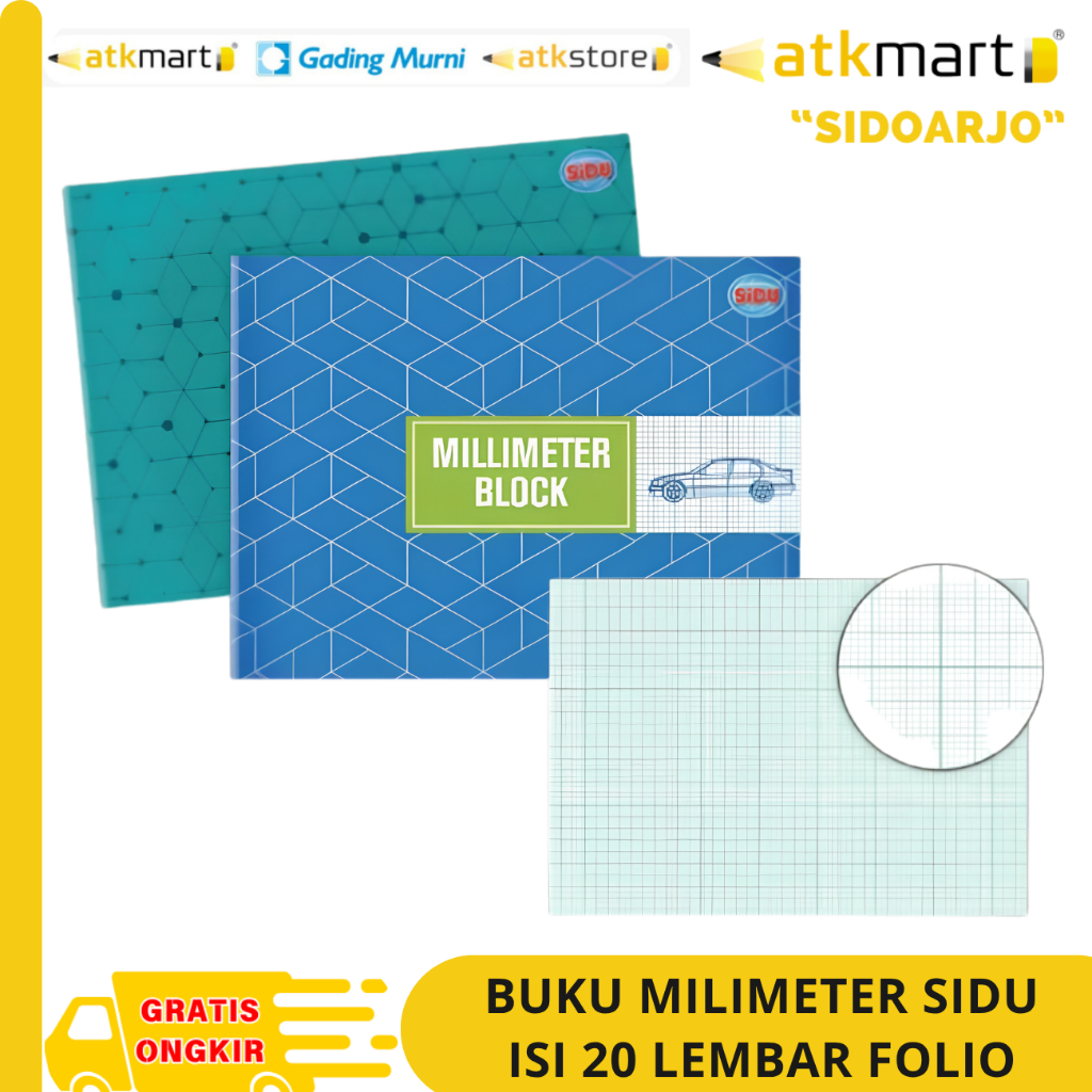 SIDU BUKU MILIMETER BLOK ISI 20LEMBAR UKURAN FOLIO/F4 BUKU SKETSA GAMBAR TEKNIK