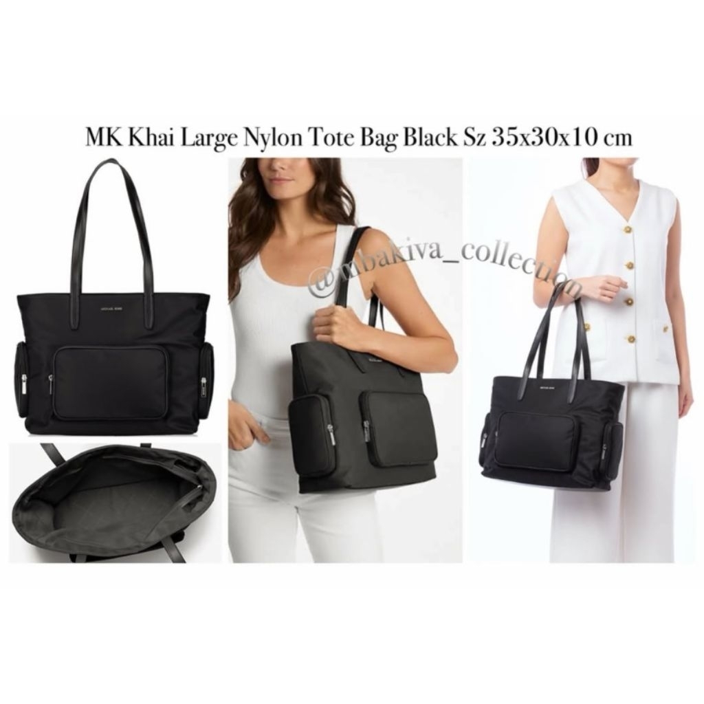 MK Khai Large Nylon Tote Bag Black