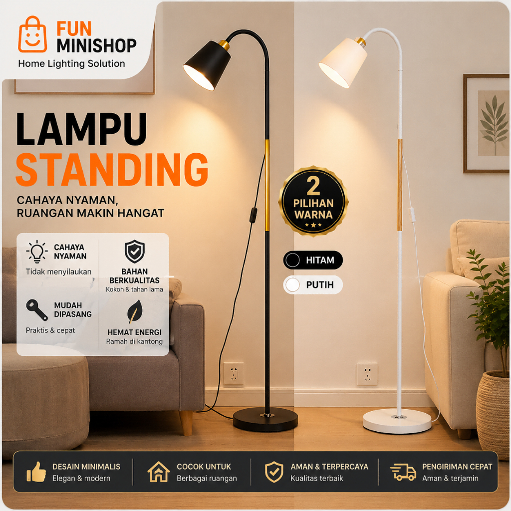 Standing Lamp LED Minimalis – Lampu Lantai Dekorasi Ruangan Lampu Lantai Minimalis Skandinavia