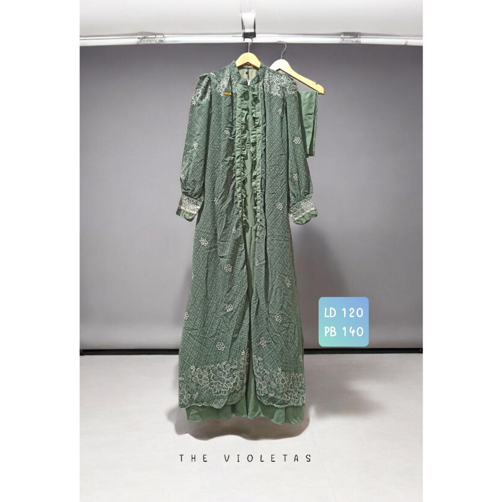 Gamis dress The Violetas mossgreen free pashmina
