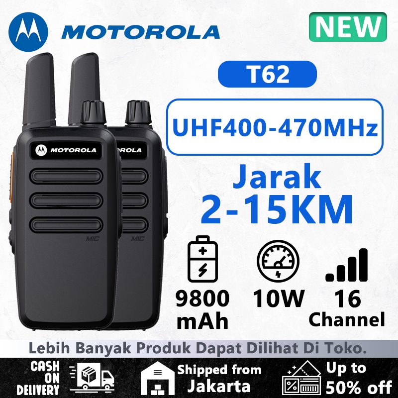 HT T62 Motorola Walkie Talkie Two Way Radio Wailkie-Talkie Long Range 10W Panggilan Frekuensi Tinggi