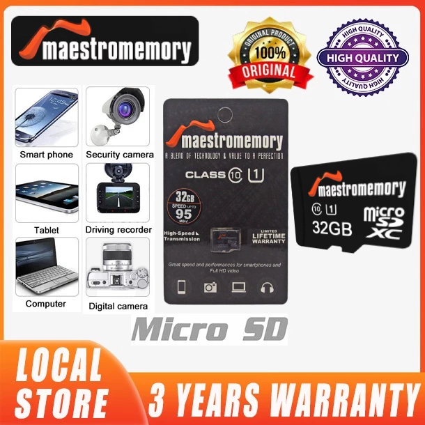 Micro SD 32GB / 64GB /128GB /256GB MicroSD Class 10 Maestro / Memori Card Original Class10