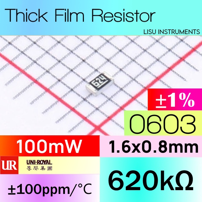 620K 0603 ±1% 100mW SMD Thick Film Resistor 620k 624