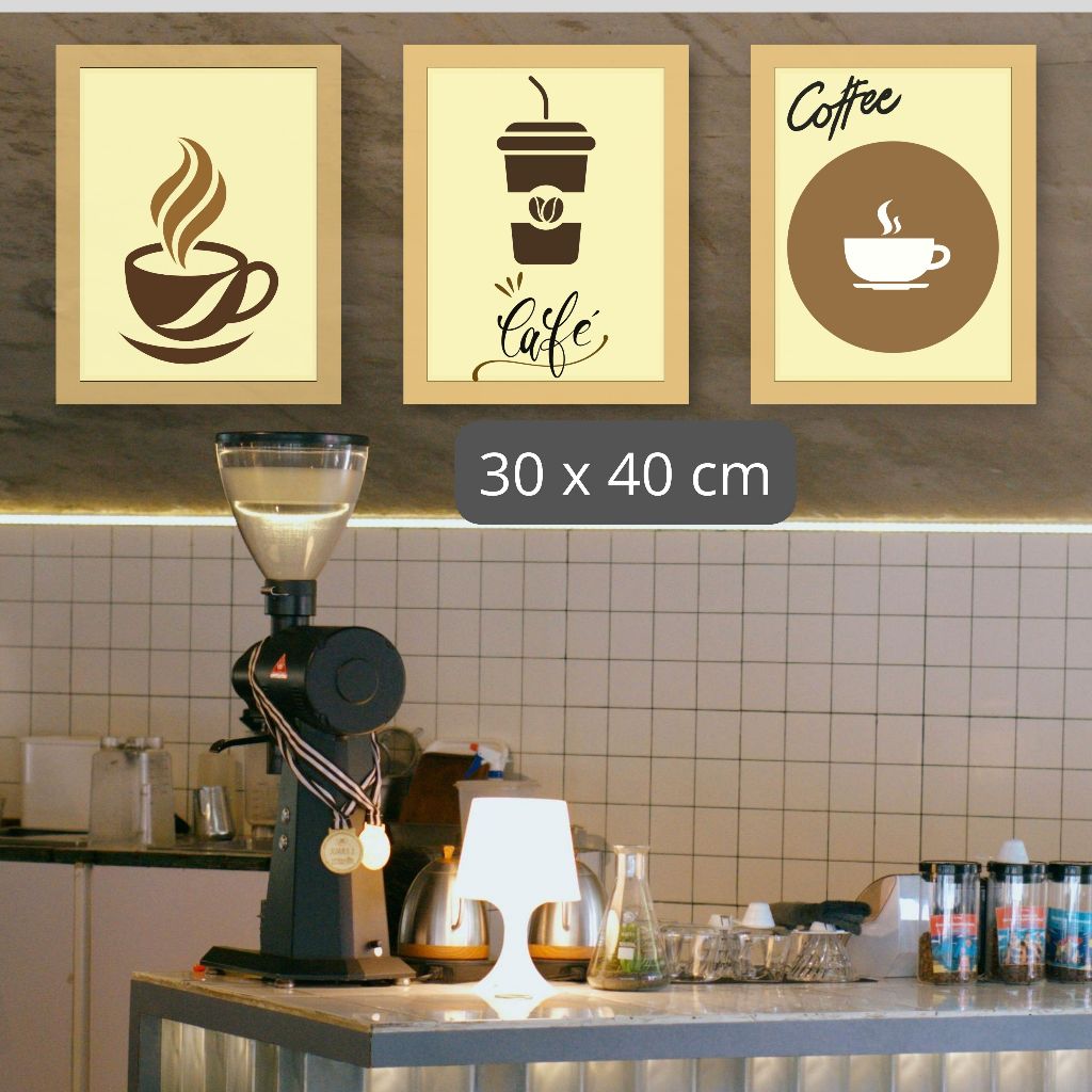 Hiasan poster dekorasi dinding caffe shop keren 30x40cm + bingkai mdf