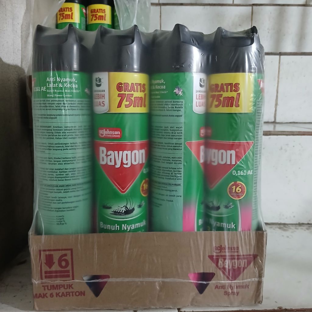 Grosir Baygon Aerosol Flower Garden 600ml + 75ml - 1 Dus Isi 12 Pcs