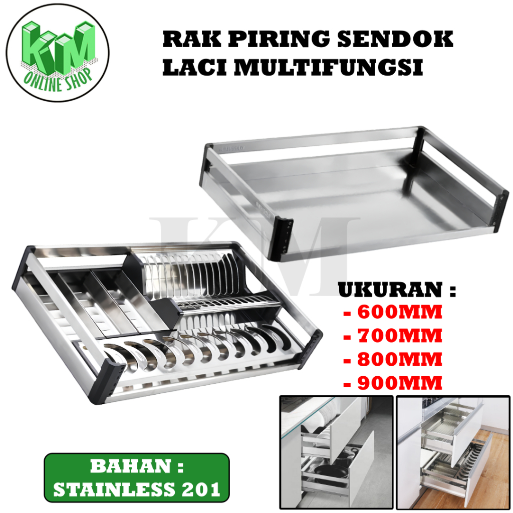 Rak Piring Dan Mangkuk Tarik Stainless Rak  Rak Tarik Serbaguna Kitchen Set